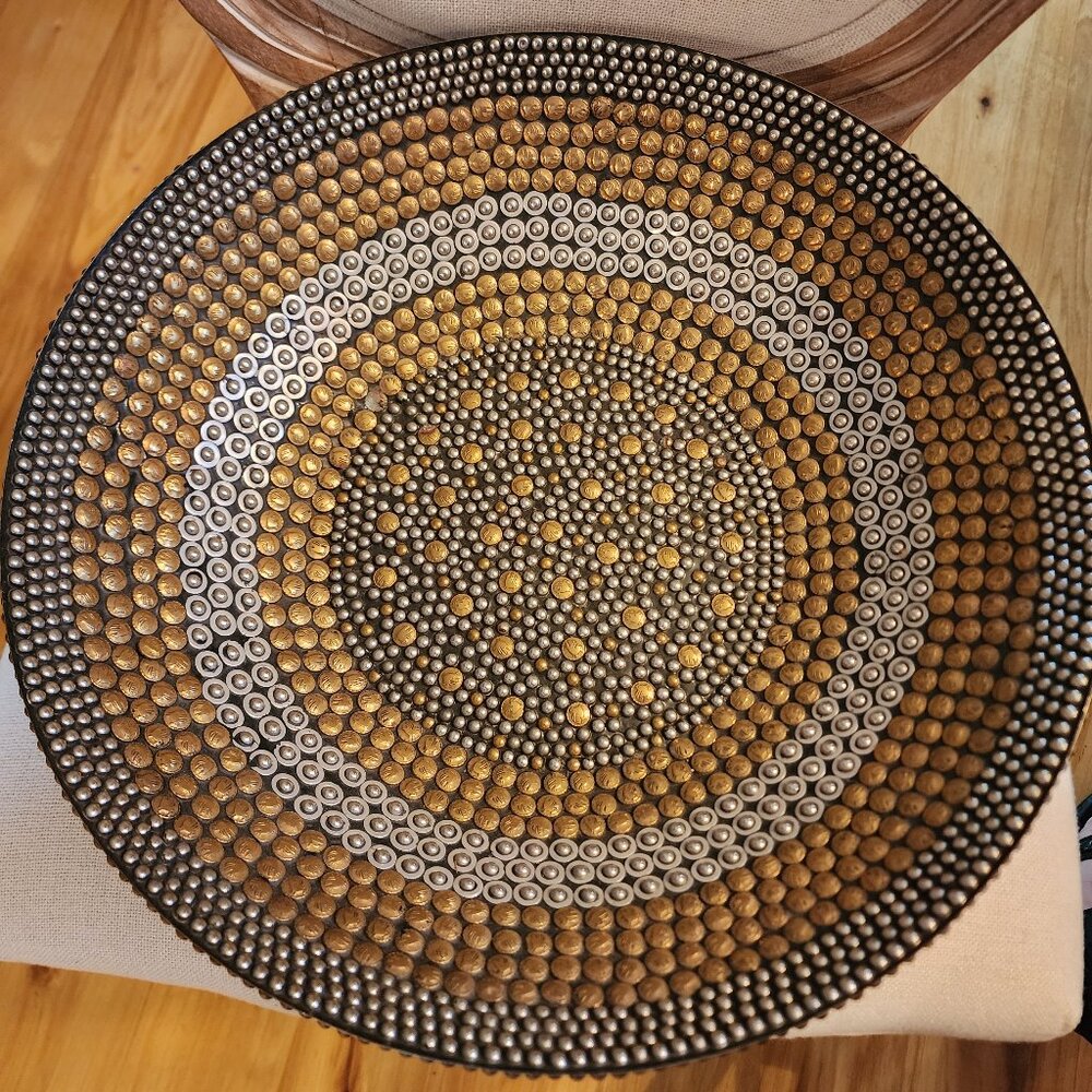 KIM SEYBERT BRASS AND NICKEL DECORATIVE BOWL 15"